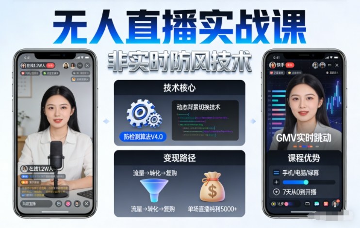 宝子哥无人直播实战课，非实时防风技术，聚焦抖音快手等平台直播带货，轻松开启直播变现之路(更新2026年08月18日)-轻创星球网