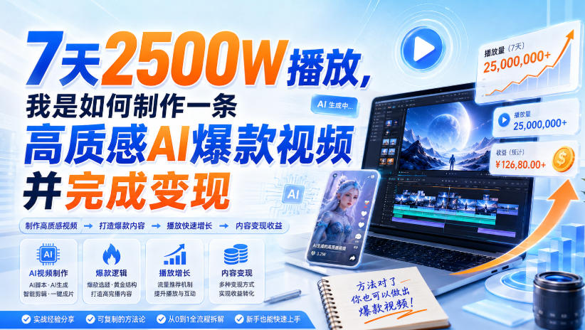 7天2500W播放，我是如何制作一条高质感AI爆款视频并完成变现-轻创星球网