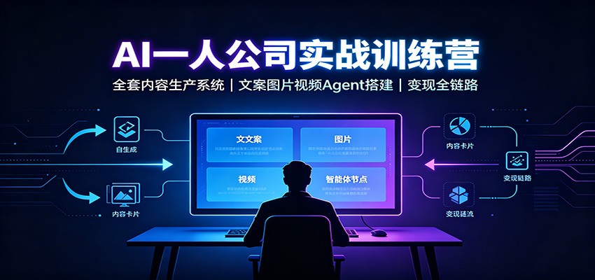 AI创作一人公司实战训练营：全套内容生产系统，文案图片视频Agent搭建变现全链路-轻创星球网