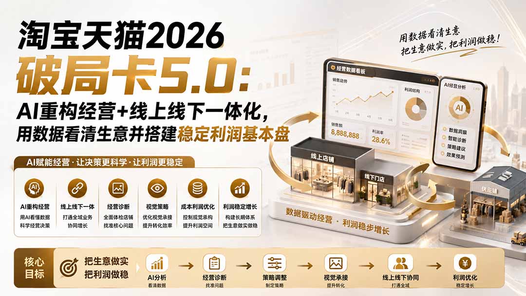 淘宝天猫2026破局卡5.0：AI重构经营+线上线下一体化，用数据看清生意并搭建稳定利润基本盘-轻创星球网