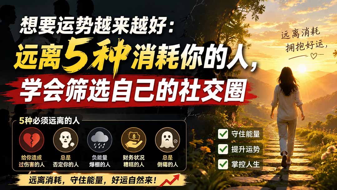 付费文章：想要运势越来越好：远离5种消耗你的人，学会筛选自己的社交圈-轻创星球网