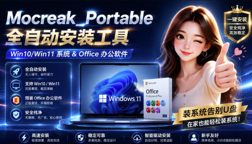 Mocreak全自动安装office和win10、win11系统，告别U盘装系统，使用安全可靠-轻创星球网