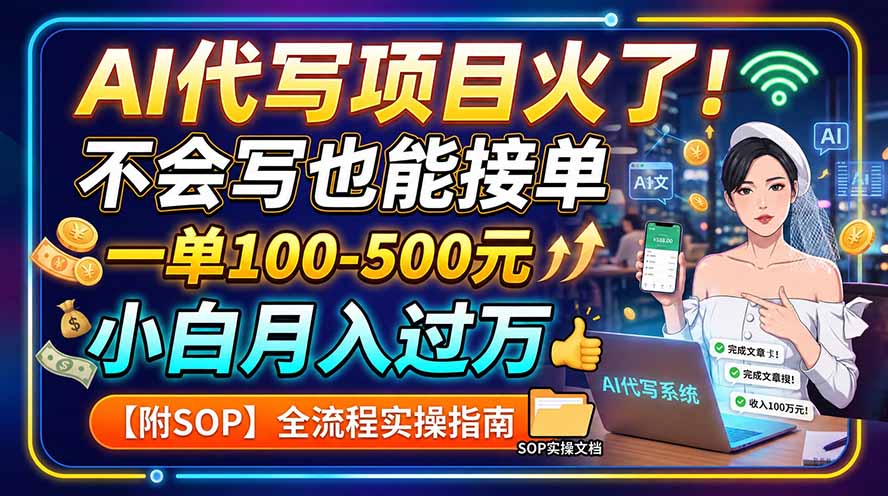 AI代写项目火了！不会写也能接单，一单100-500元，小白月入过万【附SOP】-轻创星球网