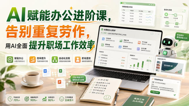 AI赋能办公进阶课，告别重复劳作，用AI全面提升职场工作效率-轻创星球网
