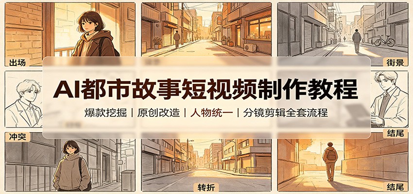 AI都市故事短视频制作教程：爆款挖掘原创改造，人物统一分镜剪辑全套流程-轻创星球网