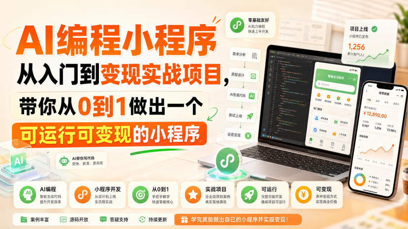 AI编程小程序从入门到变现实战项目，带你从0到1做出一个可运行可变现的小程序-轻创星球网