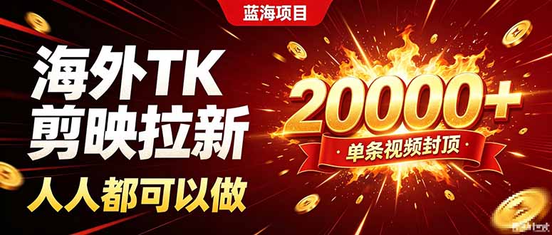 海外TK拉新新玩法，剪映就能做，不用经验不用粉丝，单条视频收益上限20000+-轻创星球网