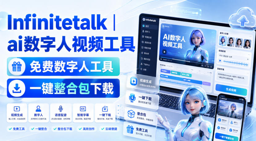 Infinitetalk丨ai数字人视频工具，免费数字人工具，一键整合包下载-轻创星球网