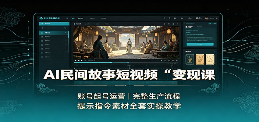 AI民间故事短视频变现课：账号起号运营，完整生产流程，提示指令素材全套实操教学-轻创星球网