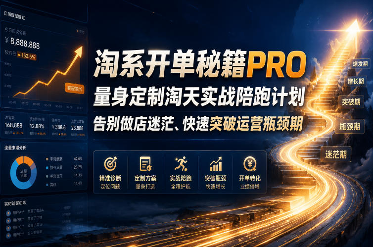 淘系开单秘籍PRO，量身定制淘天实战陪跑计划，告别做店迷茫、快速突破运营瓶颈期(更新260823)-轻创星球网