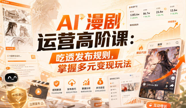 AI漫剧运营高阶课：吃透发布规则，掌握多元变现玩法-轻创星球网