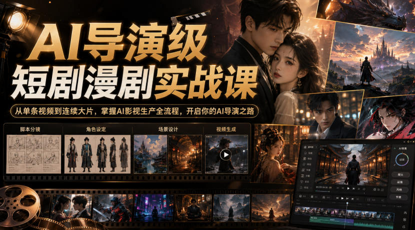 AI导演级短剧漫剧实战课，从单条视频到连续大片，掌握AI影视生产全流程，开启你的AI导演之路!-轻创星球网