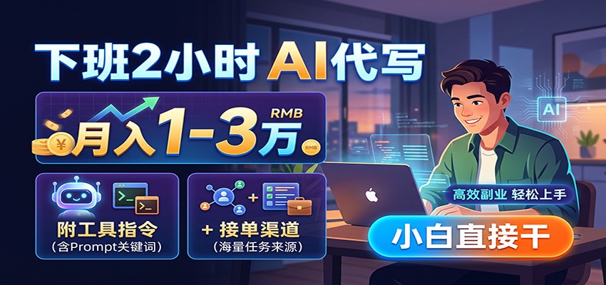 下班2小时AI代写，月入1-3万，附工具指令+接单渠道，小白直接干-轻创星球网