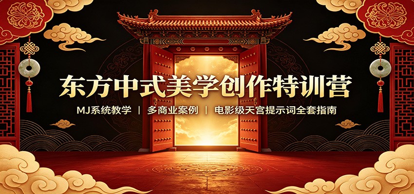 东方中式美学创作特训营：MJ系统教学，多商业案例，电影级天宫提示词全套指南-轻创星球网