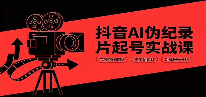 抖音AI伪纪录片起号实战课：完整制作流程，提示词素材，对标账号分析-轻创星球网