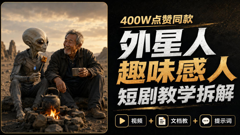 400W点赞同款外星人趣味感人短剧教学拆解，视频+文档教+提示词-轻创星球网