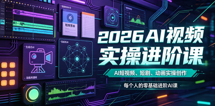2026AI视频实操进阶课，AI短视频、短剧、动画实操创作，每个人的零基础进阶ai课(更新0825)-轻创星球网