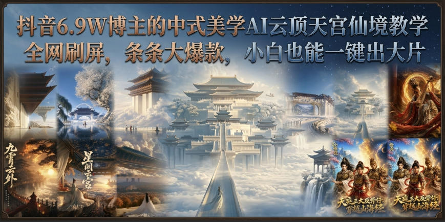 抖音6.9W博主的中式美学AI云顶天宫仙境教学，全网刷屏，条条大爆款，小白也能一键出大片-轻创星球网