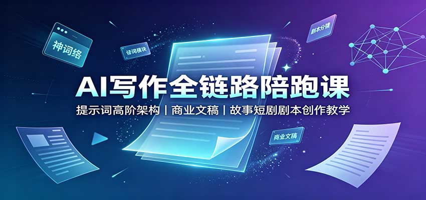 AI写作全链路陪跑课：提示词高阶架构，商业文稿，故事短剧剧本创作教学-轻创星球网