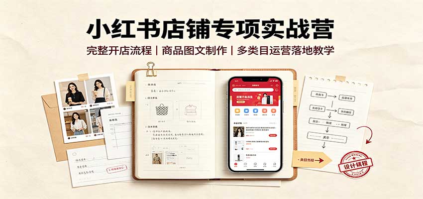 小红书店铺专项实战营：完整开店流程，商品图文制作，多类目运营落地教学-轻创星球网