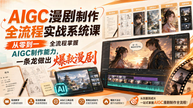 AIGC漫剧制作全流程实战系统课，从零到一全流程掌握AIGC制作能力，一条龙做出爆款漫剧-轻创星球网