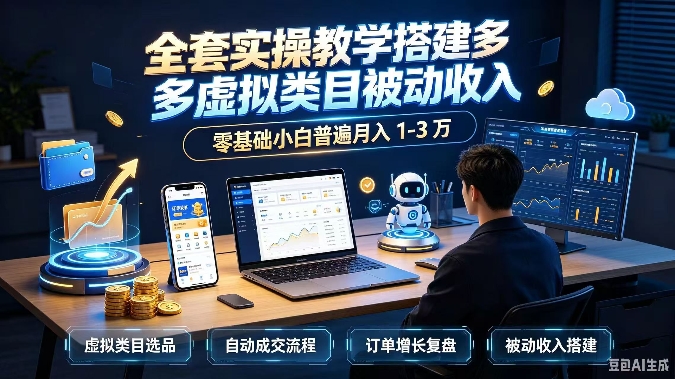 全套实操教学搭建多多虚拟类目被动收入，零基础小白普遍月入 1-3 万-轻创星球网
