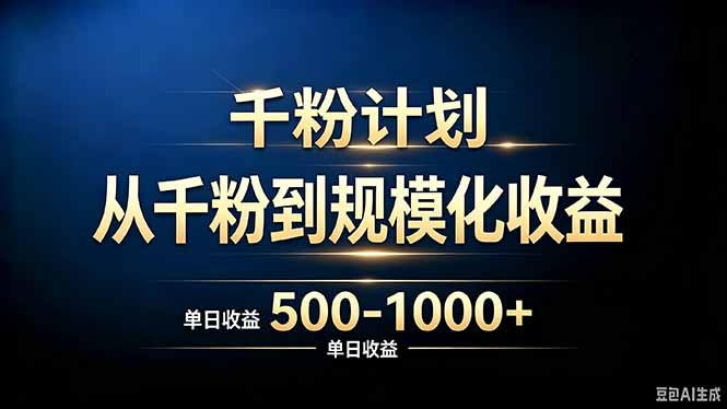 抖音千粉账号计划，从千粉到规模化收益 500-1000+单日收益-轻创星球网
