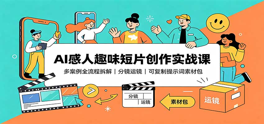 AI感人趣味短片创作实战课：多案例全流程拆解，分镜运镜，可复制提示词素材包-轻创星球网