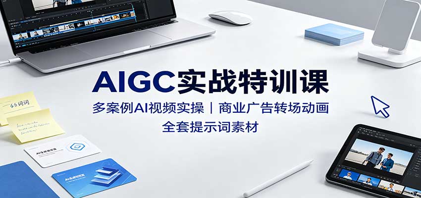 AIGC实战特训课：多案例AI视频实操，商业广告转场动画，全套提示词素材-轻创星球网