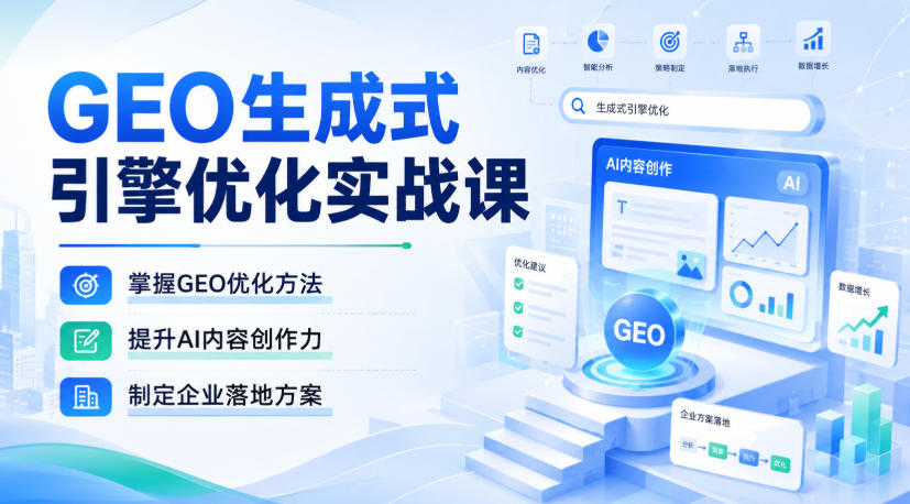 GEO生成式引擎优化实战课，掌握GEO优化方法，提升AI内容创作力，制定企业落地方案-轻创星球网