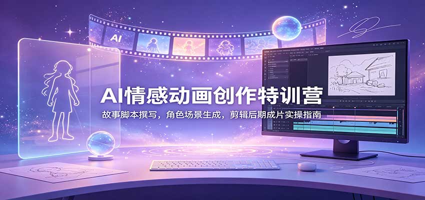 AI情感动画创作特训营：故事脚本撰写，角色场景生成，剪辑后期成片实操指南-轻创星球网