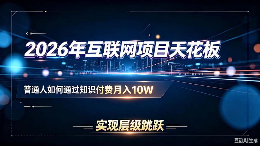 2026年互联网项目天花板：普通人如何通过知识付费月入10W，实现层级跳跃-轻创星球网