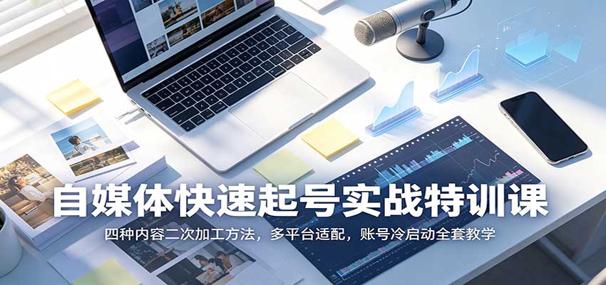 自媒体快速起号实战特训课：四种内容二次加工方法，多平台适配，账号冷启动全套教学-轻创星球网