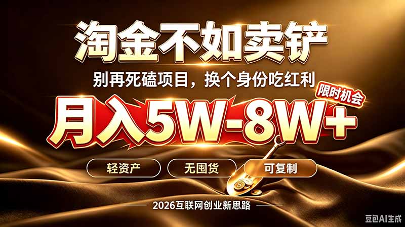 别再傻乎乎埋头跑项目！互联网真正赚钱逻辑：做卖铲人，拒绝当韭菜，逆风翻盘月入5-8W+-轻创星球网