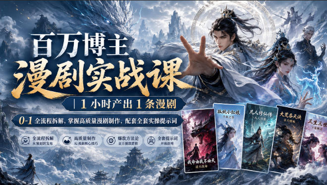 百万博主漫剧实战课｜1小时产出1条漫剧，0‑1全流程拆解，掌握高质量漫剧制作，配套全套实操提示词-轻创星球网