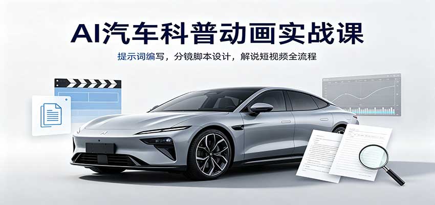 AI汽车科普动画实战课：提示词编写，分镜脚本设计，解说短视频全流程-轻创星球网