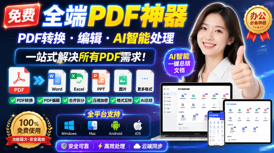 免费全端PDF神器，PDF转换·编辑·AI智能处理，一站式解决所有PDF需求!-轻创星球网