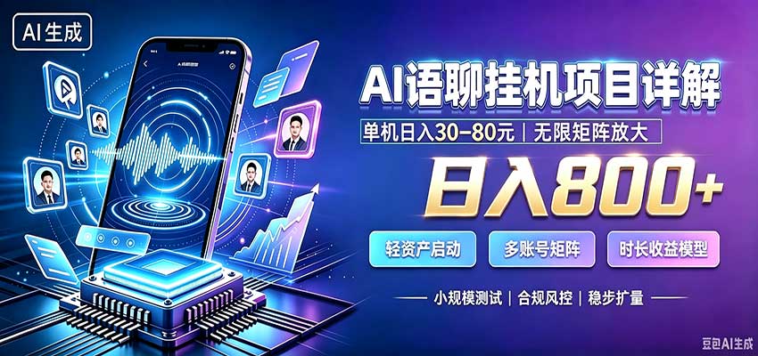AI语聊挂机，日入800+，适用个人副业，工作室矩阵操作-轻创星球网