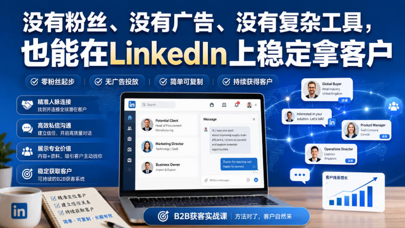 没有粉丝、没有广告、没有复杂工具，也能在LinkedIn上稳定拿客户【原创双语字幕】-轻创星球网