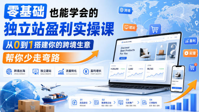 零基础也能学会的独立站盈利实操课，从0到1搭建你的跨境生意，帮你少走弯路-轻创星球网
