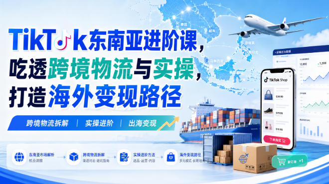 TikTok东南亚进阶课，吃透跨境物流与实操，打造海外变现路径-轻创星球网