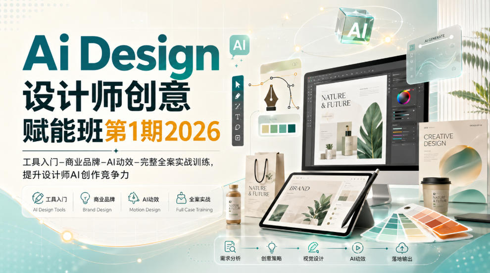 Ai Design设计师创意赋能班第1期2026｜工具入门‑商业品牌‑AI动效‑完整全案实战训练，提升设计师AI创作竞争力-轻创星球网