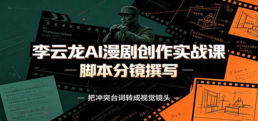 李云龙AI漫剧创作实战课：角色人设还原，脚本分镜撰写，AI漫剧成片完整制作教学-轻创星球网