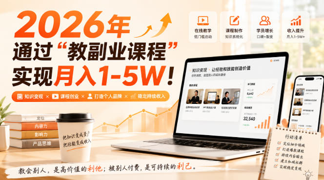 2026年通过“教副业课程”实现月入1-5W！毫无保留的全部教给你，长期稳定【揭秘】-轻创星球网