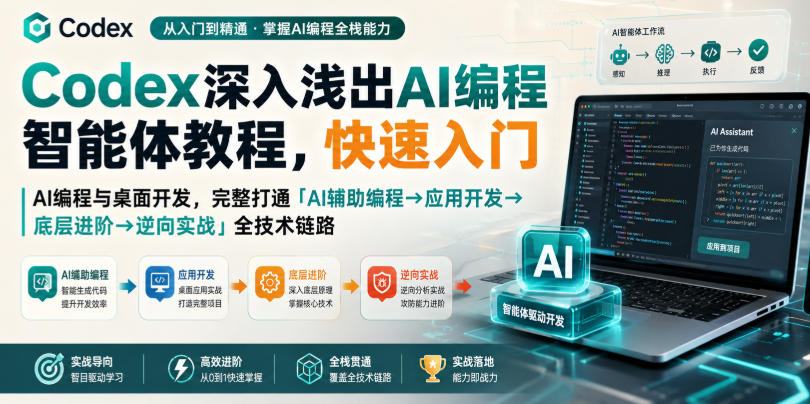 Codex深入浅出AI编程智能体教程，快速入门AI编程与桌面开发，打通「AI辅助编程→应用开发→底层进阶→逆向实战」全技术链路-轻创星球网