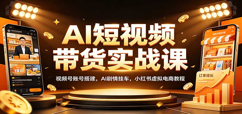 AI短视频带货实战课：视频号账号搭建，AI剧情挂车，小红书虚拟电商教程-轻创星球网