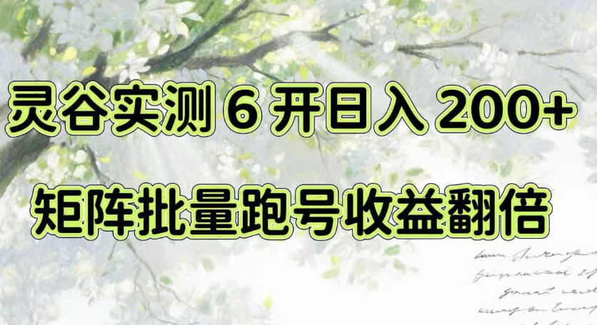 一台电脑就能做！灵谷实测6开日入200+，矩阵批量跑号收益翻倍【揭秘】-轻创星球网