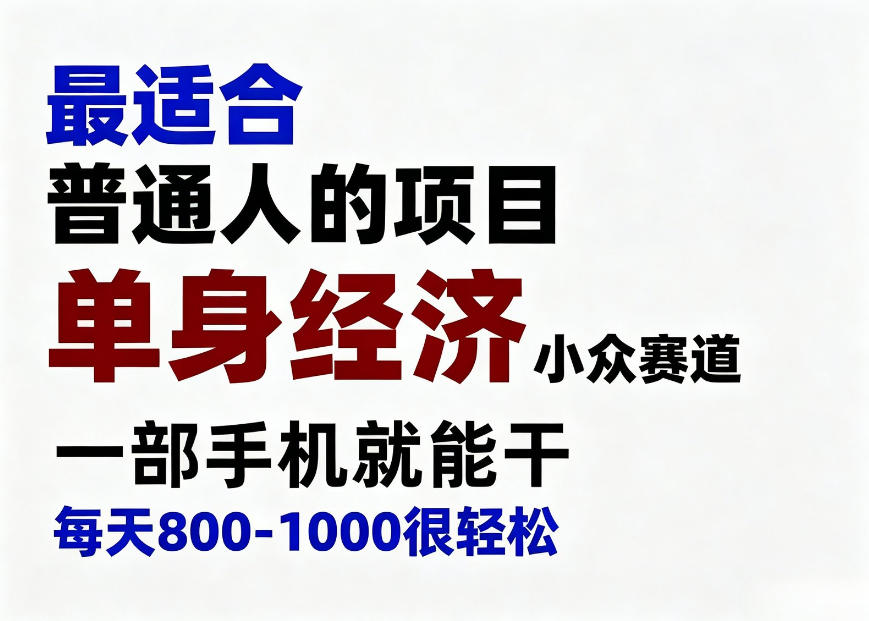 身经济小众赛道，一部手机就能干，每天搞个800-1000很轻松，最适合普通人的项目【揭秘】-轻创星球网