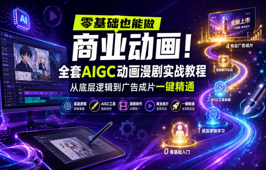 零基础也能做商业动画！全套AIGC动画漫剧实战教程，从底层逻辑到广告成片一键精通(更新0905)-轻创星球网