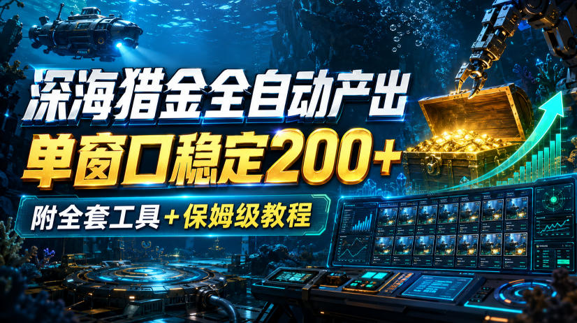 深海猎金全自动产出，单窗口稳定200+，附全套工具+保姆级教程【揭秘】-轻创星球网